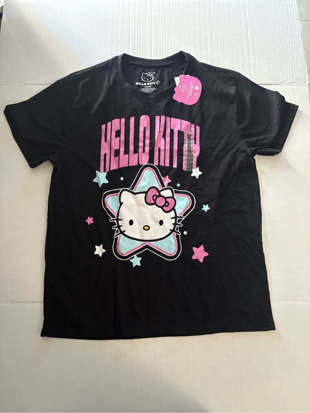 Hello Kitty Girls' Black Graphic Tee with Pink Accents